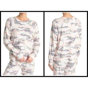 💕PJ SALVAGE💕 Long Sleeve Printed Raglan Top Ivory Camo Loungewear Medium M NWT